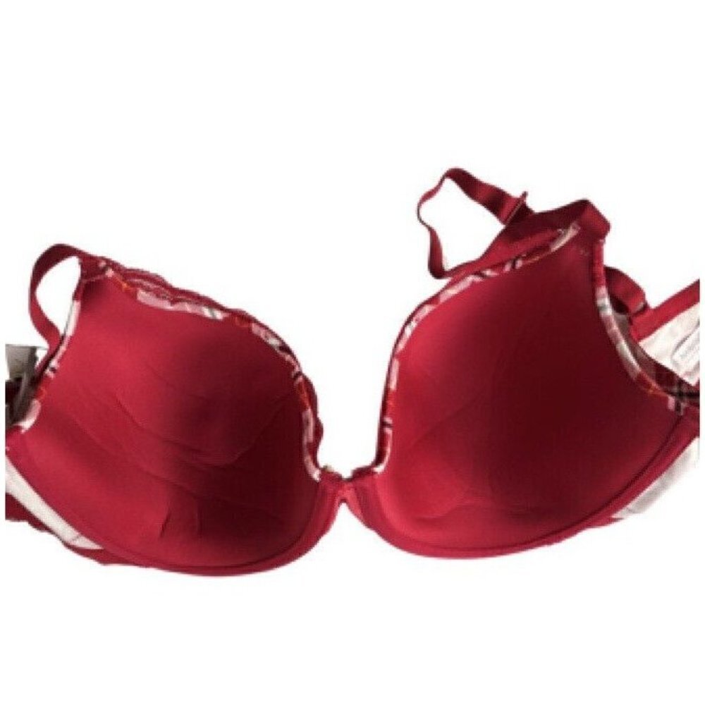 Ambrielle Organic Cotton Demi Classic Racerback Red Plaid Bra Size 38DD - Picture 6 of 11